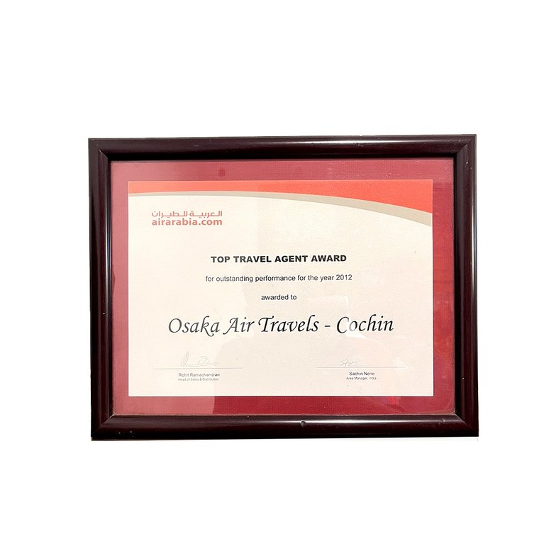 Air Arabia — Top Travel Agent Award — 2012